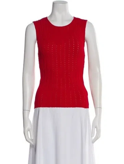 Pre-owned Adam Lippes Crew Neck Sleeveless Top In Red