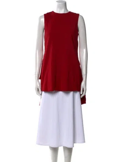 Pre-owned Adam Lippes Crew Neck Sleeveless Tunic In Red