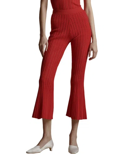 Adam Lippes Pointelle-knit Cropped Tousers In Red