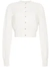 Adam Lippes Crystal-button Brushed Cashmere Crop Cardigan In White