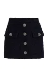 Adam Lippes Crystal-embellished Tweed Mini Skirt In Navy