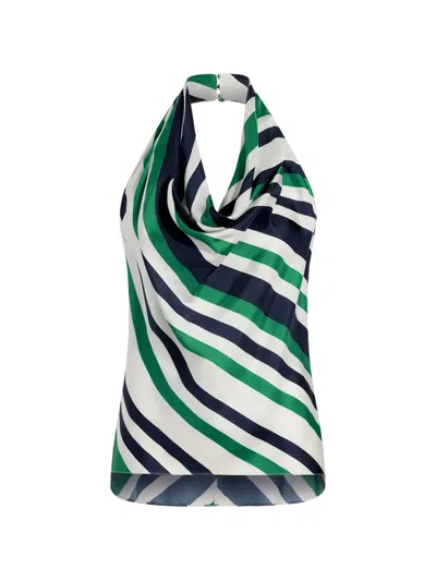 Adam Lippes Cusette Striped Halter Top In Green