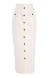 Adam Lippes Dakota Button-detailed Denim Midi Skirt In White
