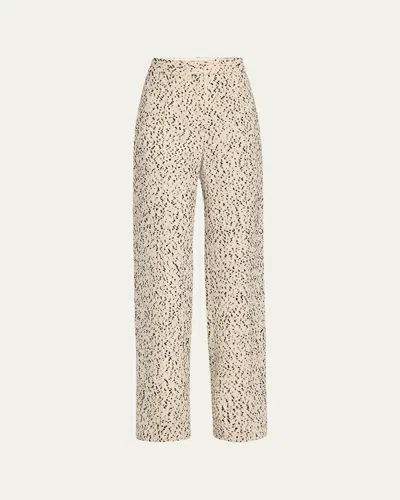 Adam Lippes Dalmatian Tweed Wide-leg Pants In Ivory/black