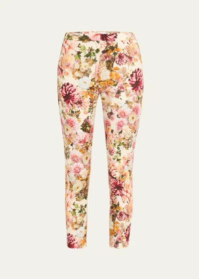 Adam Lippes Daphne Floral Cigarette Cropped Cotton Twill Pants In Multi