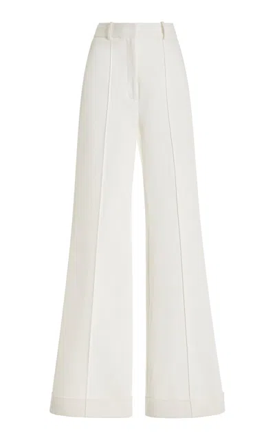 Adam Lippes Deeda High-rise Wool Crepe Flare Trousers In White