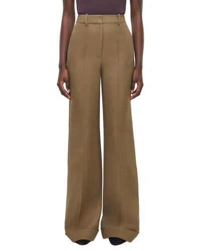 Adam Lippes Deeda Wool & Silk-blend Pant In Brown