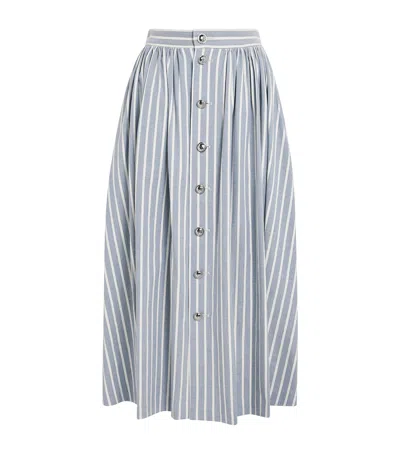 ADAM LIPPES DENIM STRIPE BRYCE MIDI SKIRT