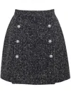 Adam Lippes Double-breasted Tweed Skirt In Black