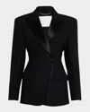 Adam Lippes Double-breasted Waisted Blazer In Black