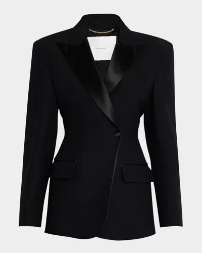 Adam Lippes Double-breasted Waisted Blazer In Black