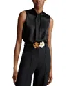 Adam Lippes Draped Neck Silk Top In Blue
