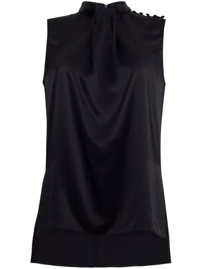 Adam Lippes Draped Silk-charmeuse Blouse In Black