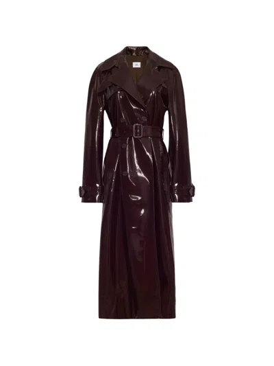 Adam Lippes Edo Belted Trench Coat In Burgundy