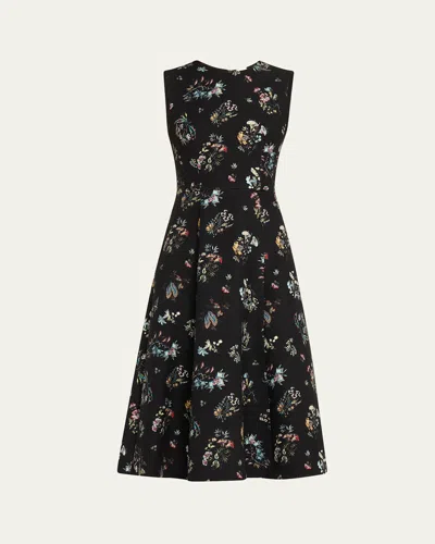 Adam Lippes Eloise Floral-print Sleeveless Midi Dress In Black Floral