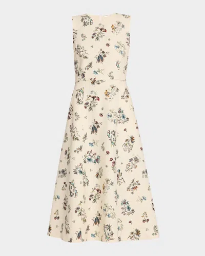 Adam Lippes Eloise Floral-print Sleeveless Midi Dress In Ivory Floral