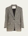Adam Lippes Embroidered Wool Herringbone Tux Jacket In Black/ivory