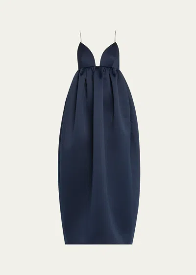 Adam Lippes Esme Technical Satin Bubble Gown In Navy
