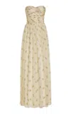 Adam Lippes Estelle Floral-printed Silk Crepon Maxi Dress In Ivory