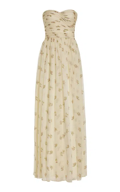 Adam Lippes Estelle Floral-printed Silk Crepon Maxi Dress In Ivory