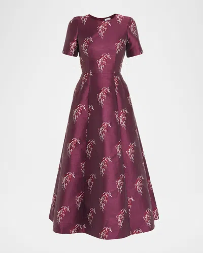 Adam Lippes Evangeline Floral Jacquard Fit-&-flare Midi Dress In Multi