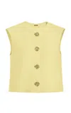 ADAM LIPPES EXCLUSIVE BUTTON-DETAILED WOOL CREPE CROP TOP