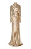 Adam Lippes Exclusive Caliste Velvet Dress In Gold