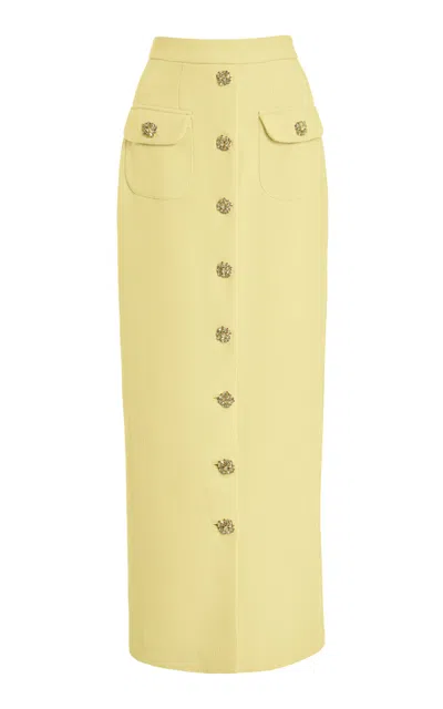 Adam Lippes Exclusive Dakota Button-detailed Wool Crepe Maxi Skirt In Yellow