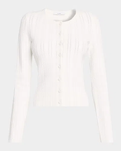 Adam Lippes Faye Cardigan In Pointelle Stitch In White