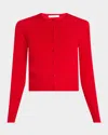 Adam Lippes Faye Compact Jacquard Cardigan In Red