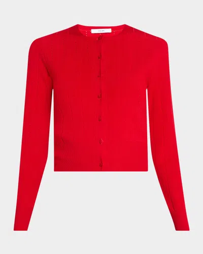 Adam Lippes Faye Compact Jacquard Cardigan In Red