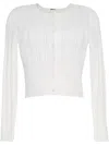 Adam Lippes Pointelle-knit Peplum Cardigan In White