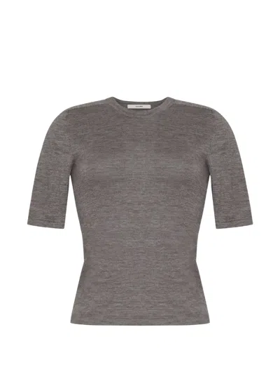 Adam Lippes Felix Short-sleeve Sweater In Gray