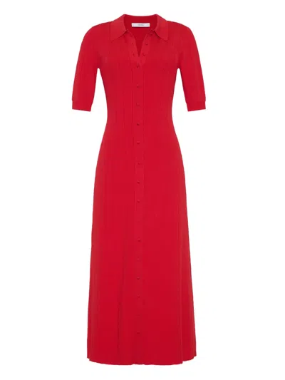 Adam Lippes Fenwick Midi Dress In Red