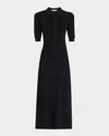 Adam Lippes Fenwick Polo Button Down Compact Jacquard Dress In Black