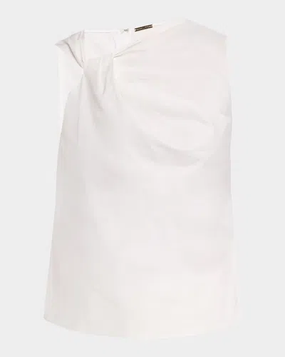 Adam Lippes Feyda Twisted Compact Cotton Poplin Top In White