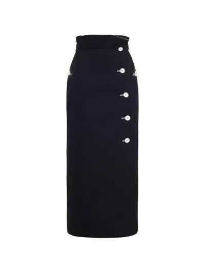 Adam Lippes Finch Button-fastening Skirt In Black
