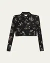 Adam Lippes Floral Boxy Wool Jacket In Black Floral