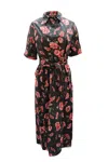 Adam Lippes Floral Pint Maxi Dress In Black Cotton In Multi