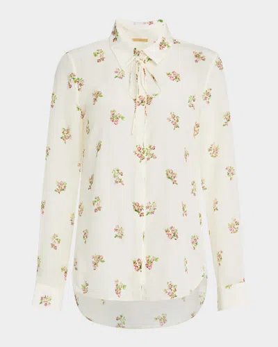 Adam Lippes Floral Print Crepe De Chine Button-front Shirt In Cream Floral