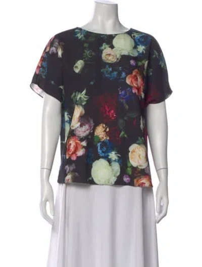 Pre-owned Adam Lippes Floral Print Crew Neck Top In Multi
