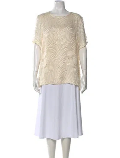 Pre-owned Adam Lippes Floral Print Crew Neck Top In Neutral