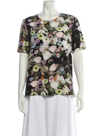 Pre-owned Adam Lippes Floral Print Crew Neck T-shirt In Multi