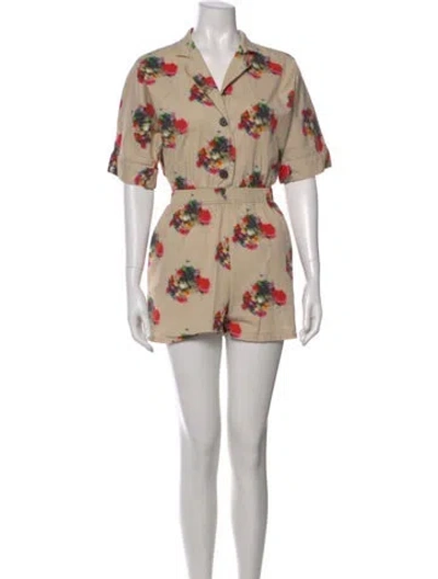 Pre-owned Adam Lippes Floral Print Jumpsuit In Neutral