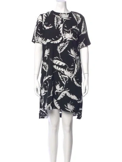 Pre-owned Adam Lippes Floral Print Knee-length Dress In Blue