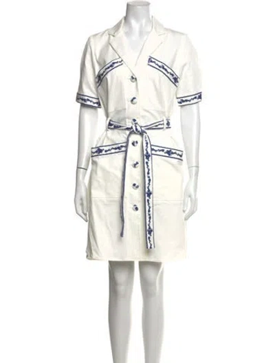 Pre-owned Adam Lippes Floral Print Knee-length Dress In Blue/white