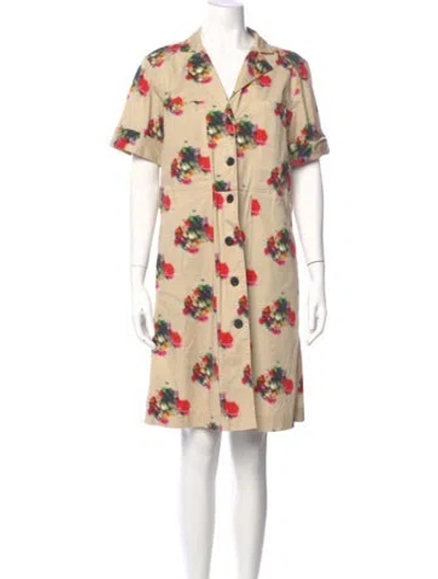 Pre-owned Adam Lippes Floral Print Knee-length Dress In Neutral