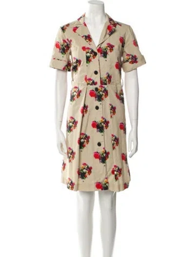 Pre-owned Adam Lippes Floral Print Knee-length Dress In Neutral