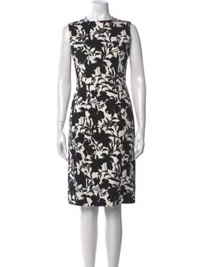 Pre-owned Adam Lippes Floral Print Knee-length Dress In White