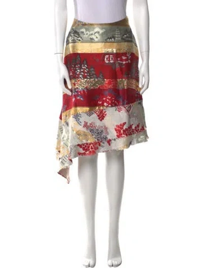 Pre-owned Adam Lippes Floral Print Knee-length Skirt In Gold